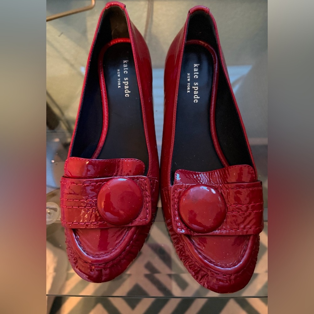 Kate Spade Glossy Red Flats-Perfect for Valentines Day or Christmas looks too!